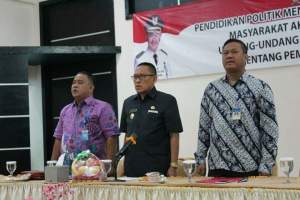 Wakil Wali Kota Serang Sulhi menghadiri sosialisasi Pemilu 2019 yang digekar Kesbangpol kota setempat.