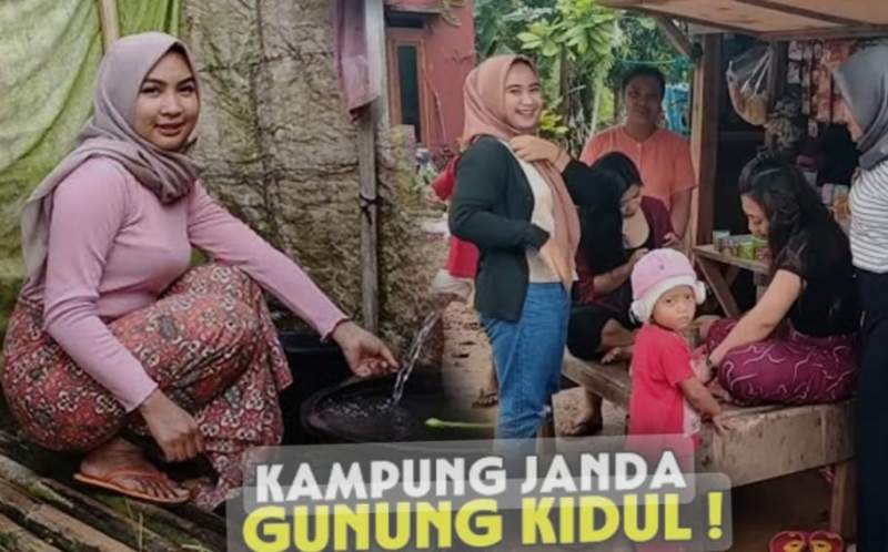 Kehidupan kampung janda di Indonesia.