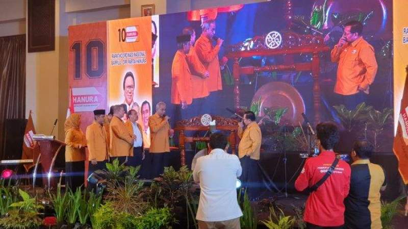 Bappilu Partai Hanura menggelar Rakernas I Dewan Pimpinan Daerah Hanura di Seluruh Indonesia, di Jakarta, Jumat (23/6/2023).
