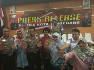 Kapolda Banten Brigjen Sigit Listyo Prabowo saat konferensi pers di Mapolresta Tangerang.