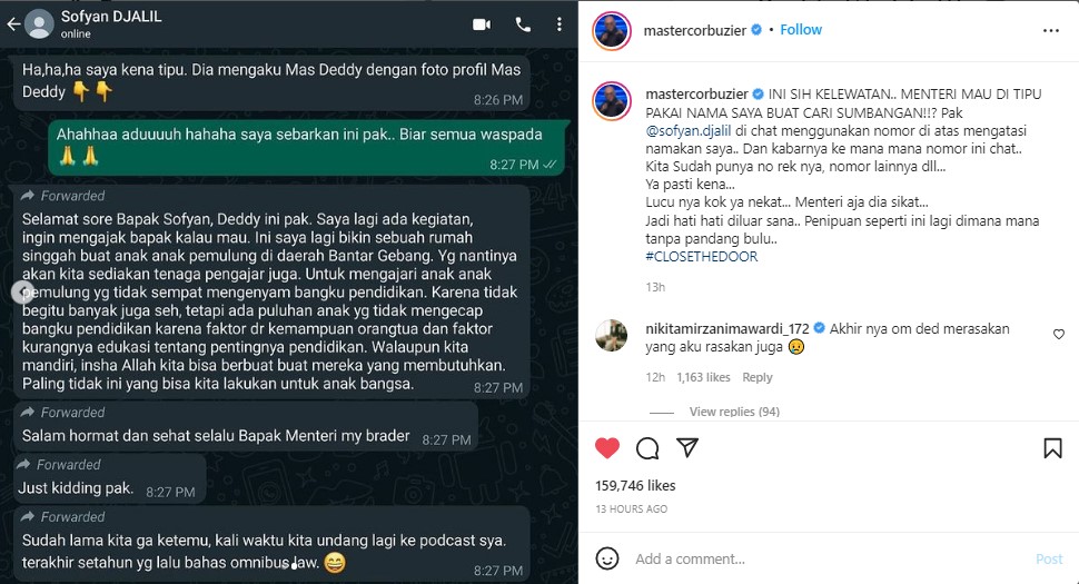 Menteri Sofyan Djalil Jadi Korban Penipuan yang Mengaku sebagai Deddy Corbuzier 2