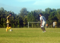 Laga Uji Coba antara Perserang melawan Porprov Kabupaten Serang yang diakhiri dengan skor imbang 3-3