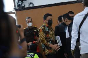 Ferdy Sambo di persidangan perdana kasus pembunuhan Brigadir J di PN Jaksel.