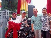 Pasangan lady bikers Dhea dan Feri saat aqiqah putranya, Minggu (17/12/2023) di Cinere, Depok