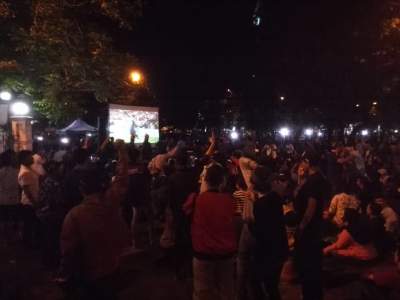 Ribuan Warga Rangkasbitung Padati Nobar Final Piala Dunia