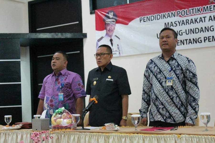 Wakil Wali Kota Serang Sulhi menghadiri sosialisasi Pemilu 2019 yang digekar Kesbangpol kota setempat.