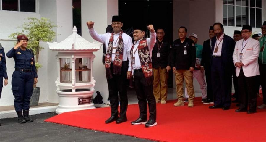 Pasangan Capres- Cawapres,  Anies Baswedan dan Muhaimin Iskandar, mendaftar ke KPU RI, Jakarta, Kamis (19/10/2023).