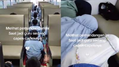 Bikin Adem! Momen Sekelompok Siswa SD Sholat Berjamaah di Kereta