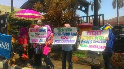 Deo buruh di Mapolrestro Tangerang.