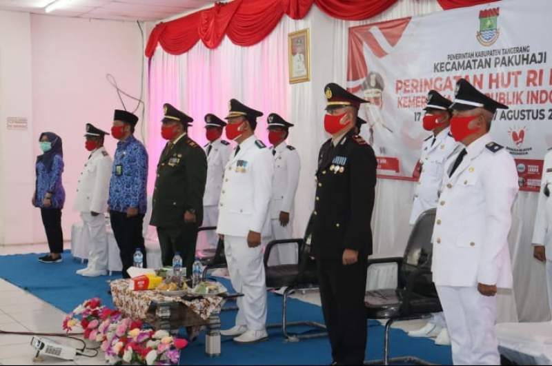 HUT RI Ke 76 Tahun, Pemerintah Kecamatan Pakuhaji Ikuti Detik-Detik Proklamasi Secara Virtual