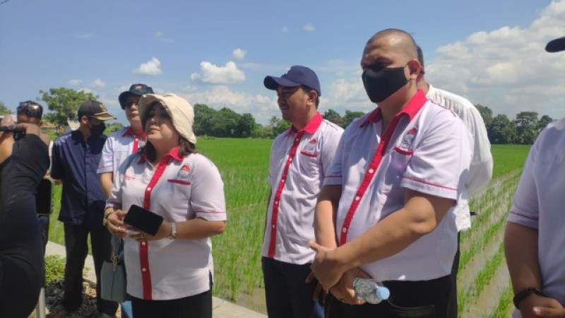 Ketua Umum MIM Dona Yurike dan Ketua DPW DKI MIM Miladin Miroslav Radisic saat memberikan penyuluhan ke petani di Serang, Banten. (Foto Ist)