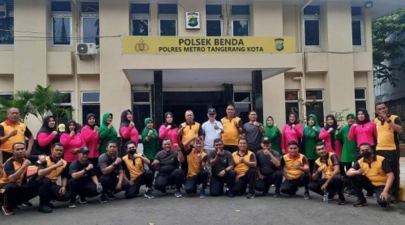 Jalin Sinergitas, Polsek Benda dan Koramil 02 Batuceper Gelar Apel Olahraga Bersama