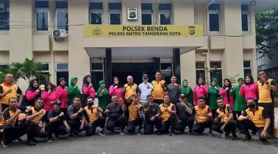 Jalin Sinergitas, Polsek Benda dan Koramil 02 Batuceper Gelar Apel Olahraga Bersama