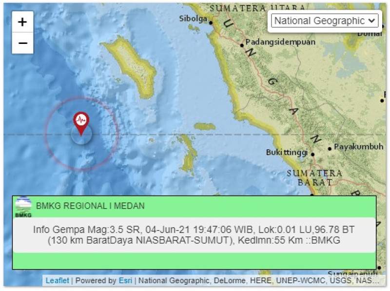 Gempa bumi guncang Nias Barat.