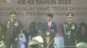 Presiden Jokowi dalam Peringatan Hari Bhakti Adhyaksa ke-63 di Jakarta Selatan, Sabtu (22/7/2023).