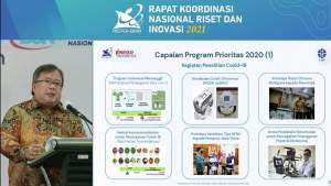 Menristek/Kepala BRIN Bambang Brodjonegoro saat rapat riset inovasi nasional di Puspiptek Serpong, Tangsel.