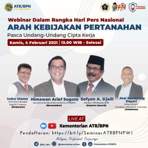 Webinar HPN, Kementerian ATR/BPN  Sosialisasikan Arah Kebijakan Pertanahan Pasca Undang-Undang Cipta Kerja