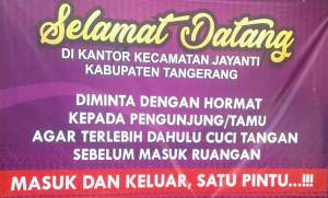 Cegah Corona, Kecamatan Jayanti Pasang Spanduk Raksasa