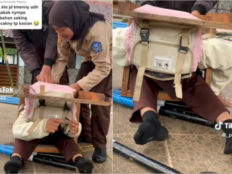 VIDIO: Badan Siswi Ini Tersangkut di Kursi Sekolah, Momen Penyelamatan Dramatis Diiringi Gelak Tawa