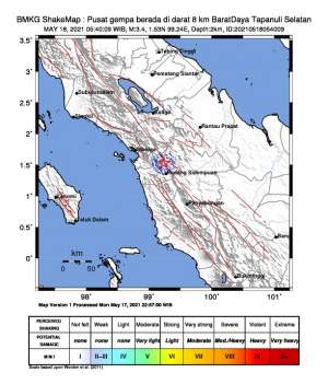 Gempa Tektonik 3,4 Guncang Tapanuli Selatan