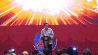 Menteri Hukum dan HAM, Yasonna H. Laoly, berpidato pada perayaan Hari HAM Sedunia ke-74 tahun 2022 di Jakarta, Senin (12/12/2022) malam.