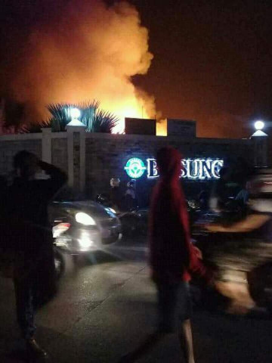 Kebakaran di PT Bosung Indonesia di Pasar Kemis, Kabupaten Tangerang.