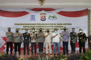 Polda Banten Bersama Bank BRI dan PT Dwi Griya Sejahtera Lakukan Penandatanganan Kerjasama