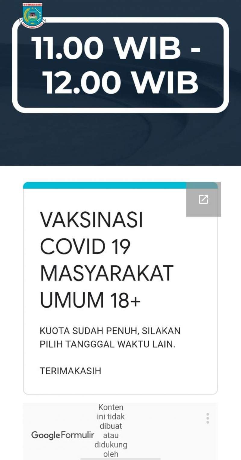 Tangsel Akan Adakan Vaksinansi Massal Kembali, Web Pendaftaran Terpantau Penuh