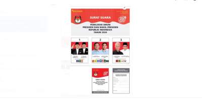 Ilustrasi desain surat suara Pilpres 2024.