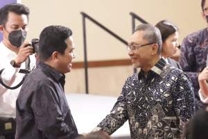 Erick Thohir dan Zukifli Hasan saat menggelar pertemuan.