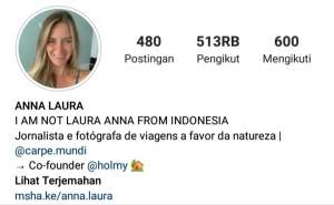 Tangkapan layar Instagram Laura Anna Asal Brasil yang disasar warganet Indonesia