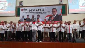 Deklarasi relawan ANIES Kota Tangsel siap mrnangkan Anies Baswedan pada Pilpres 2024 di Wisma Syahida Inn, Ciputat Timur.
