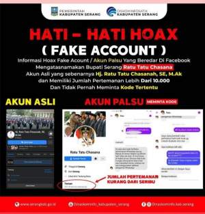 Waspada Modus Minta Pulsa, Akun Facebook Milik Bupati Serang Dipalsukan