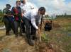 Bupati Serdang Bedagai, Darma Wijaya tanam pohon di bantaran sungai Bedagai.