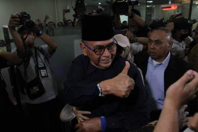 Panji Gumilang selesai diperiksa terkait kasus dugaan penistaan agama di Bareskrim Polri, Jakarta, Senin (3/7/2023), lalu.