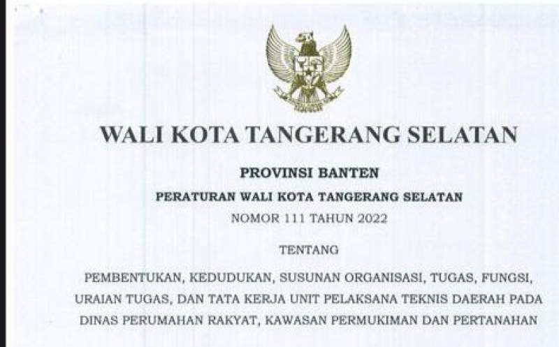 Begini Penjelasan Pembentukan UPT Disperkimta Tangsel