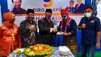Ketua DPD NasDem Tangsel, Moh Saleh Asnawi di resepsi HUT ke 9 Partai NasDem.