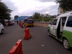 Barrier dipasang sementara di Jl Merdeka