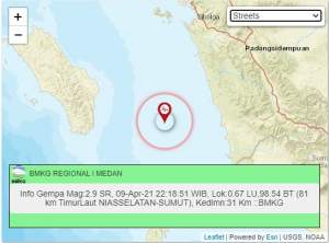 Nias Selatan Diguncang Gempa Bumi, Tidak Potensi Taunami
