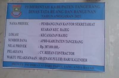 Proyek Gedung Pramuka di Kecamatan Rajeg Disoal