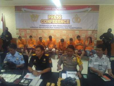 Gelar perkara penelundupan sabu di Bandara Soetta.