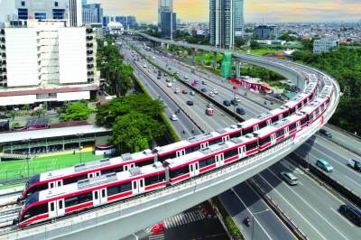 Ilustrasi moda transportasi light rail transit (LRT).
