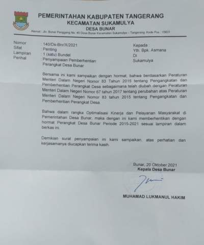 Surat Pemberhentian 7 Perangkat Desa Bunar Dinilai Janggal