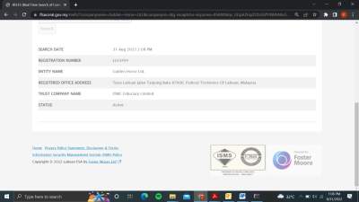 Bukti Terdaftarnya Golden Horse Ltd. di Pemerintah Malaysia