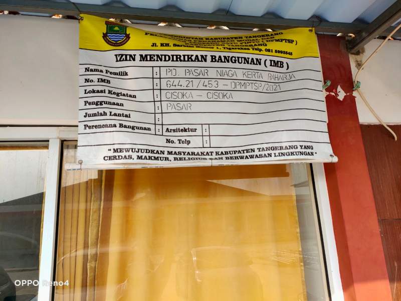 Proyek Revitalisasi Pasar Cisoka Telah Memiliki IMB
