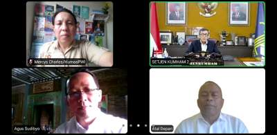Audensi Virtual PWI Pusat/Panitia HPN 2021 bersama Menteri Hukum dan Ham