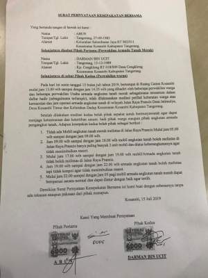 Surat Kesepakatan Antara Pendemo Dengan Armada Truk Tanah Menuai Protes