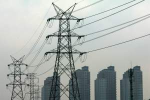 Ilustrasi tower tegangan listrik.