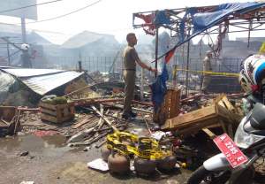 Bekas kebakaran di Pasar Ciruas, Kabupaten Serang, Banten.