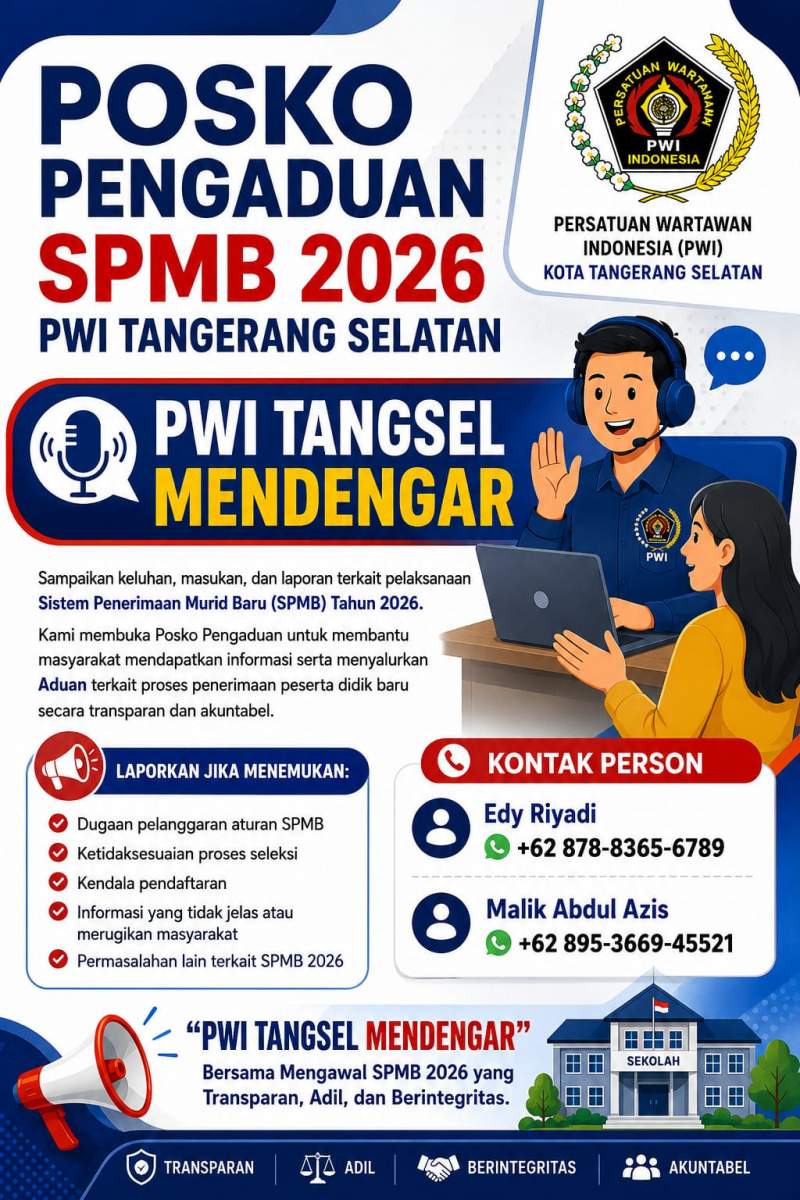 SPMB 2026 Dimulai, PWI Kota Tangsel Siapkan Kanal Aduan Masyarakat  &nbsp;